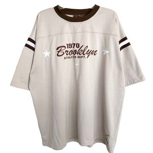 Brooklyn Shirt Mens 2XL Beige Brown 1970 Athletic Dept Stars Football Style